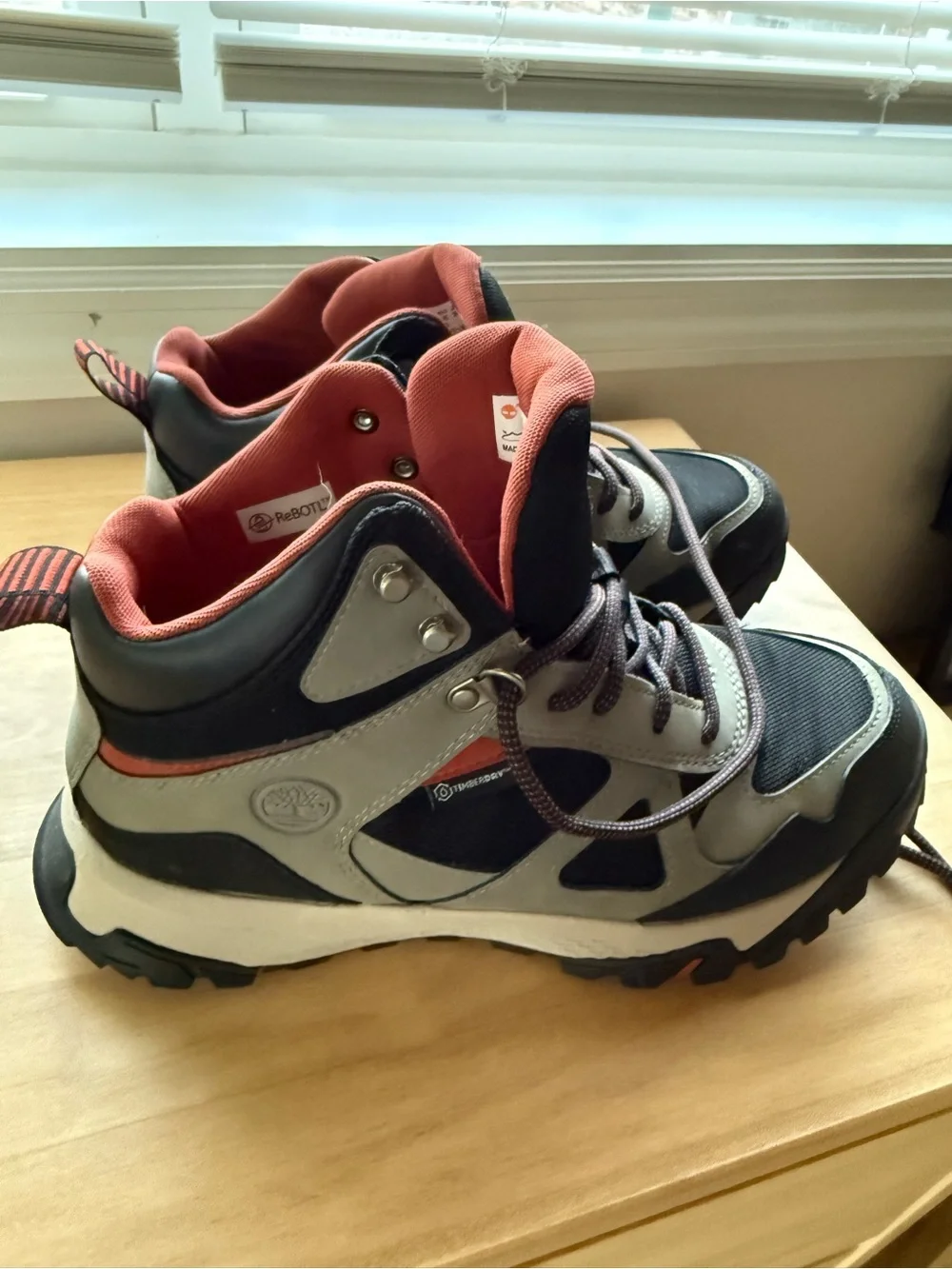 Timberland Men’s  Gray, Black and Red Hiking Boots